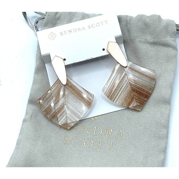 Kendra Scott Aislinn Dusted Gold Glass Pierced Drop Earrings NWT Retired 2018 - Picture 1 of 4